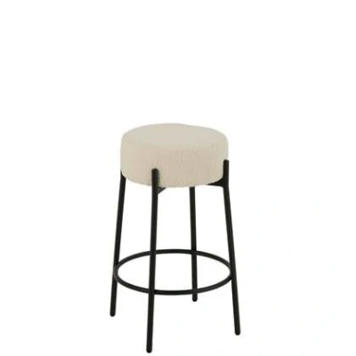 Afbeelding van J Line Barkruk Boucle Multiplex/Polyester Wit/Zwart