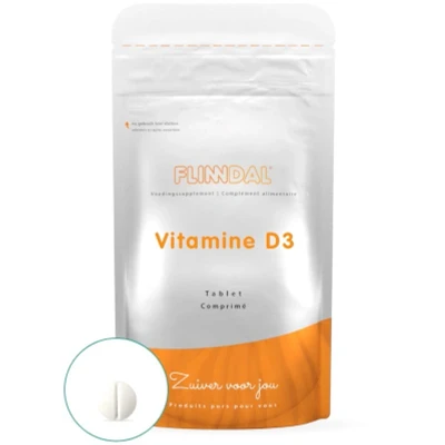 Afbeelding van vitamine D 30 Tabletten 10 mcg tabletjes D3 (400 IE) Voor botten, spieren en weerstand Flinndal