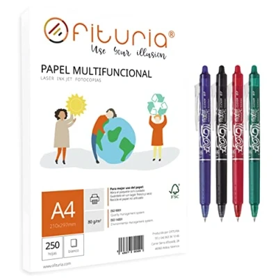 Afbeelding van Ofituria 80 g A4 vellen met 250 witte vellen, multifunctioneel papier voor school en werkomgeving, optimaal laserprinters, injectie of kopieerapparaat