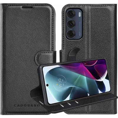 Afbeelding van Cadorabo Hoesje geschikt voor Motorola MOTO G200 5G in PHANTOM ZWART Beschermhoes met magnetische sluiting, standfunctie en kaartvakje Book Case Cover Etui