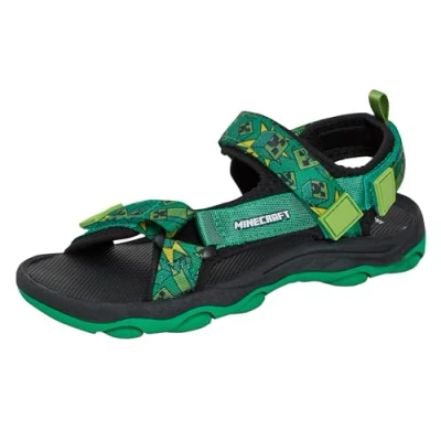 Afbeelding van Minecraft Sandals For Kids Open Toe Easy Fasten Volledig Verstelbare Trekker Sandalen Meisjes Jongens Creeper Sport Zomer Schoenen, Groen