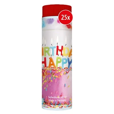 Afbeelding van PUSTEFIX Bellenblaasset, 25 x kleine verpakking verjaardagstaart, kleurrijke verjaardags bubbels, Made in Germany, zeepbellen voor bruiloft, burgerlijke stand, kinderverjaardag, 42 ml voordeelverpakking