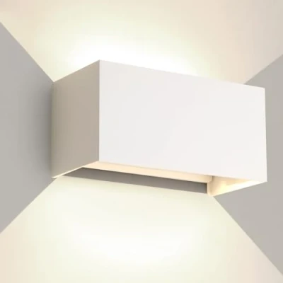 Afbeelding van FUPE 25 W led wandlamp voor buiten/binnen, IP65, waterdicht, modern, aluminium, wit, 4000 K, natuurlijk buiten, wandlamp, lichthoek verstelbaar
