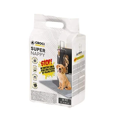 Afbeelding van Croci Super Nappy Set van 30 hondentoiletmatten 57 x 54 cm stuks voor honden en huisdieren, katten, extreem absorberend, wegwerpbaar, scheurbestendig geurremmend
