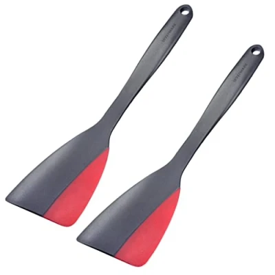 Afbeelding van Westmark 2 x pannenspatel/schraper met siliconen rand, lengte: 31 cm, kunststof/siliconen, flexibel, zwart/rood, 157022E3