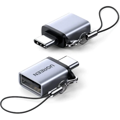 Afbeelding van UGreen USB C Male naar A Female adapter met OTG functie en sleutelkoord