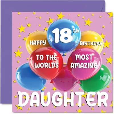Afbeelding van 18e verjaardagskaart voor dochter World&#039;s Most Amazing Daughter van mama papa, 145 mm x mm, wenskaarten