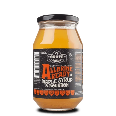 Afbeelding van Grate Goods AllBrine Ready Maple &amp; Bourbon + Injector 500 ml