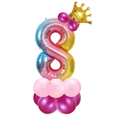 Afbeelding van Bluelves 8e verjaardag meisjes ballon, cijfer 8, roze, heliumballon nummer ballon 8 jaar meisje, ballonnen jaar, meisje feestdecoratie