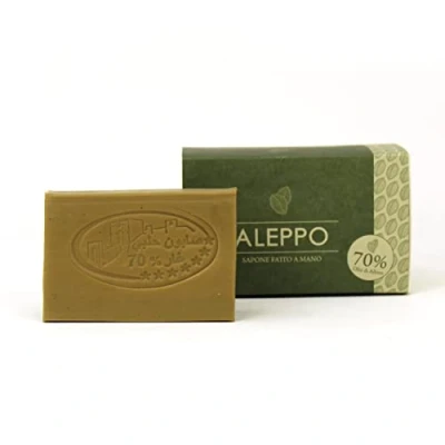 Afbeelding van Lynpha Vitale Aleppo zeep met 70% laurierolie traditionele methode handgemaakte voor de gevoelige huid, handgemaakt in Turkije, 100% natuurlijk en biologisch afbreekbaar (1 x 125 g)
