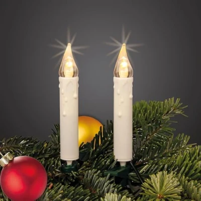 Afbeelding van hellum Kerstboomlichtsnoer met 20 warmwitte leds, 570 cm, groene kabel, witte staaf, 1,5 m voor binnen stekker 151282