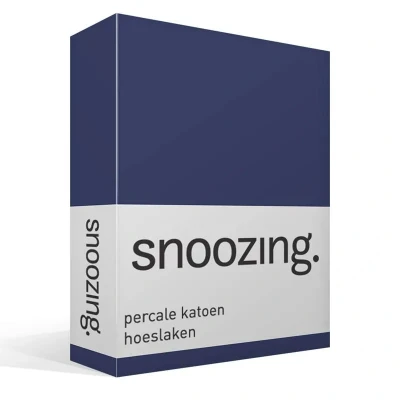 Afbeelding van Snoozing Hoeslaken Lits jumeaux 160x200 cm Percale katoen Navy