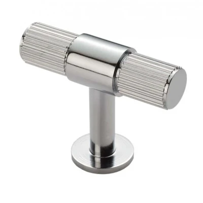 Afbeelding van Fingertip Designs T knop &quot;Lines&quot; gepolijst chrome
