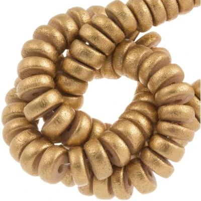 Afbeelding van Houten Kralen Metallic Look (8 x 3.5 mm) Gold (106 stuks)