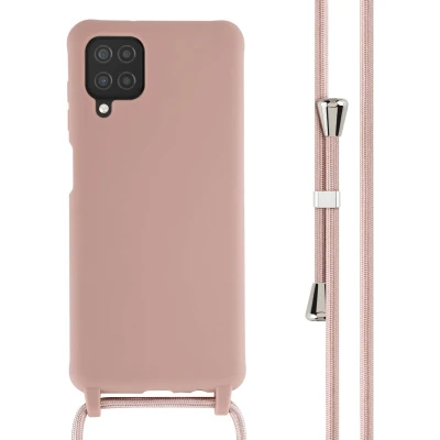 Afbeelding van iMoshion hoesje Geschikt voor Samsung Galaxy A12 met koord Siliconen Roze