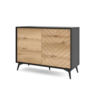 Afbeelding van Selsey BOULIA Tweedeurskast herringbone 104 cm zwart/eiken