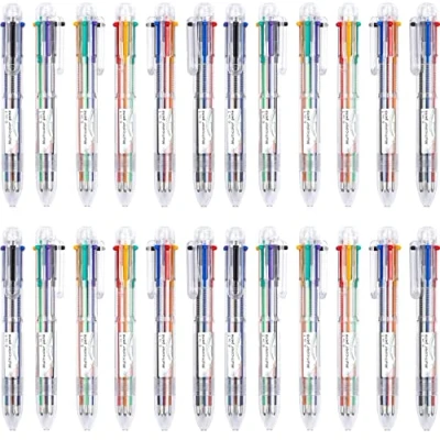 Afbeelding van KAHEIGN balpen, 6 in 1 14 cm, intrekbaar, met 0,5 mm inkt, meerkleurig, voor kantoor, schoolbenodigdheden, studenten, kinderen, 30 stuks