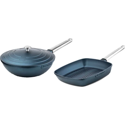 Afbeelding van Westinghouse Pannenset Performance (Wokpan + Grillpan) ø 28 cm Blauw Inductie en alle andere warmtebronnen