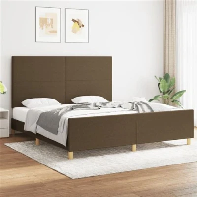 Afbeelding van vidaXL Bedframe met hoofdbord stof donkerbruin 180x200 cm