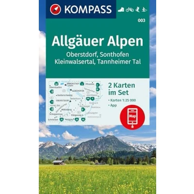 Afbeelding van KOMPASS Wanderkarten Set 003 Allgäuer Alpen, Oberstdorf, Sonthofen, Kleinwalsertal, Tannheimer Tal (2 Karten) 1:25.000