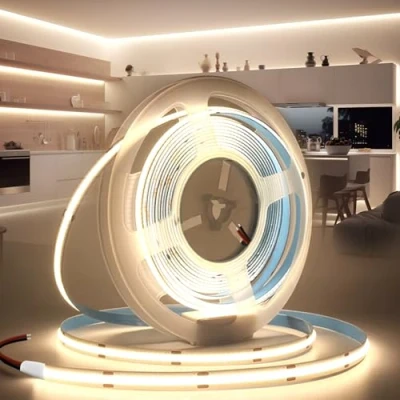 Afbeelding van BRIMETI COB ledstrip, 12 V, zelfklevend, 5 m, natuurlijk wit, 4000 K, 320 leds/m, flexibel, breedte 8 mm, CRI&gt; 90, binnenverlichting voor huis, slaapkamer, keuken, spiegel (zonder