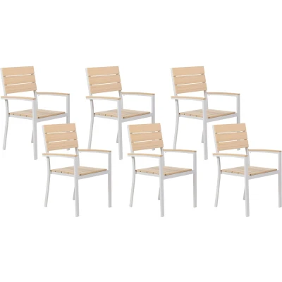 Afbeelding van Beliani COMO Tuinstoel set van 6 Lichthout Kunsthout