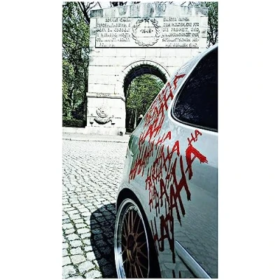 Afbeelding van Finest Folia KX029 Tuning sticker groot opschrift &quot;Ha ha ha&quot; Joker Batman (karmijnrood 306)