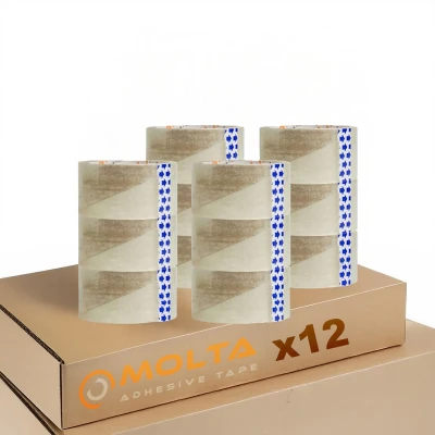 Afbeelding van MOLTA STANDAARD TRANSPARANT Verpakkingstape 48 mm x 100 m Kartonnen tape voor pakketten en dozen 12 Rollen ACRYLIC