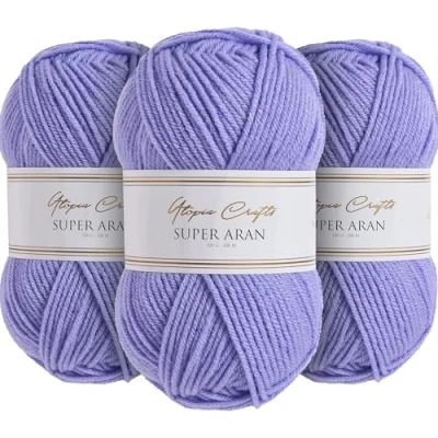 Afbeelding van Utopia Crafts Super Aran 3 bollen brei en haakgaren, 100 g, lila