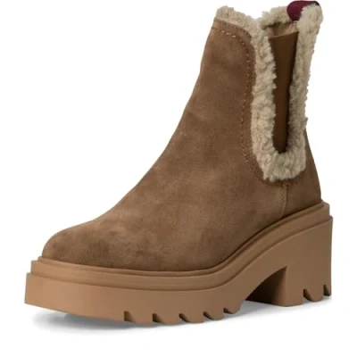 Afbeelding van Tamaris Veterboots, Dames, Maat: 39, Camel Imitatieleer/ textiel