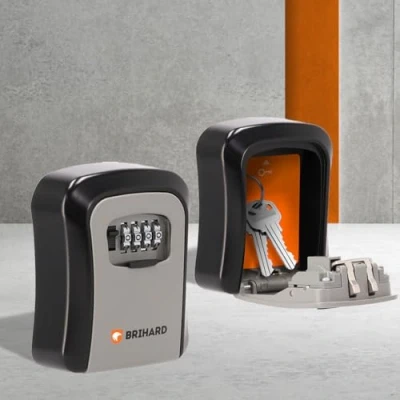 Afbeelding van Brihard Key Lock Box Outdoor, wandsleutelkluis met 4 cijferig cijferslot, waterdichte buitensleutelkluis schuifdeksel voor het opbergen van huissleutels,