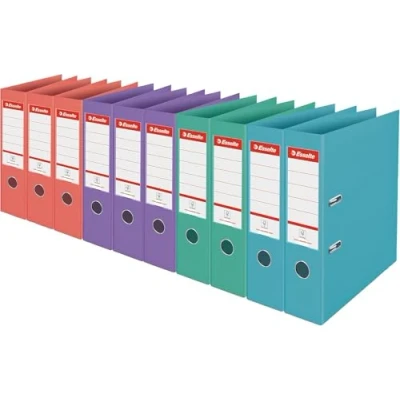 Afbeelding van Esselte Hefboommap, capaciteit 500 vellen, rug 75 mm, lichte en robuuste A4 map, huis/kantoor, gestructureerd patroon, Colour&#039;Breeze serie, 10 stuks, verschillende kleuren, 626214