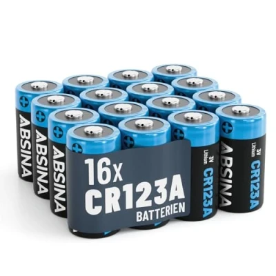 Afbeelding van ABSINA 16 x CR123A 3V lithiumbatterijen voor camera&#039;s en nog veel meer verzegelde duurzame batterij 1300mAh CR123 lithiumbatterij, CR 123A