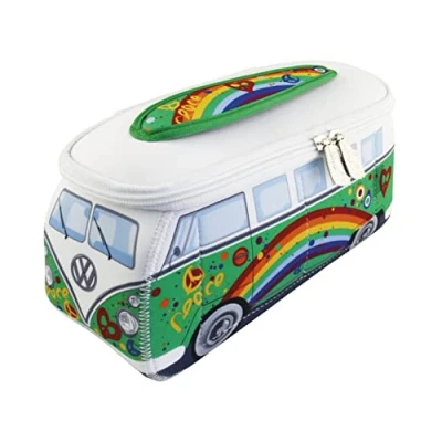 Afbeelding van BRISA VW Collection Universele neopreen tas voor make up, cosmetica, hygiëneproducten, pen (Combi T1 Bus) (Peace/Groen/Klein)