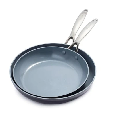 Afbeelding van GreenPan Valencia Pro Braadpan van hard geanodiseerd keramiek, anti aanbaklaag, 26 cm en 30 cm, PFAS vrij, inductie, vaatwasser, oven, grijs