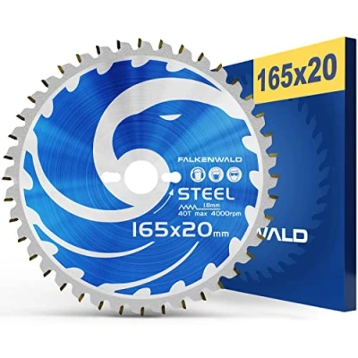 Afbeelding van FALKENWALD ® cirkelzaagblad 165 x 20 mm, ideaal voor stalen cm, geschikt Bosch &amp; Makita cirkelzaag metalen zaagblad zaag van hoogwaardig wolfraamcarbide