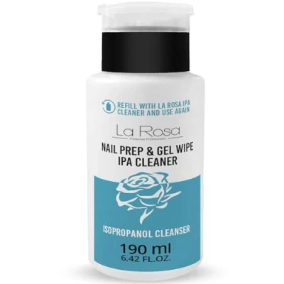 Afbeelding van LaRosa Nagelreiniger 190 ml IPA isopropanol nagelontvetter eenvoudige pompdispenser voor nauwkeurig en economisch gebruik NAIL PREP &amp; GEL WIPE in