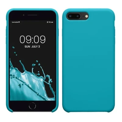 Afbeelding van kwmobile telefoonhoesje geschikt voor Apple iPhone 7 Plus / 8 Hoesje met siliconen coating Smartphone case in ijsblauw