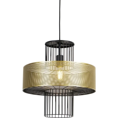 Afbeelding van QAZQA Design hanglamp goud met zwart 40 cm Tess
