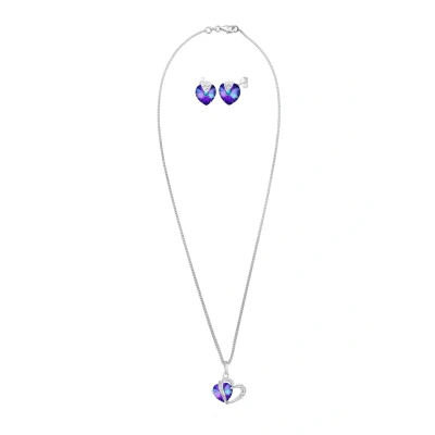 Afbeelding van Elli Dames Sieraden Set Harten Hanger Symbool Liefde elegant met kristallen in 925 Sterling Zilver