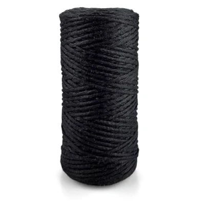 Afbeelding van Netuno 1 x macramégaren, zwart, 3 mm, 100 m, katoengaren voor knutselen, katoenen touw, macramétouw, koord, breien, touw doe het zelf, decoratie, haken, handwerk