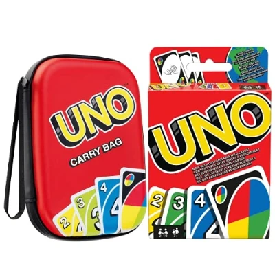 Afbeelding van Collectix Klassiek UNO kaartspel + draagtas, gezelschapsspel voor kinderen vanaf 7 jaar (2 10 spelers)