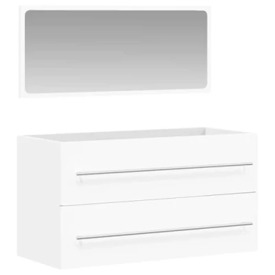 Image de vidaXL Armoire de salle bain avec miroir blanc bois d&#039;ingénierie