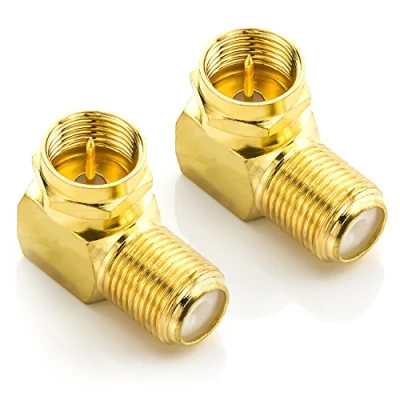 Afbeelding van deleyCON 90 gebogen adapterset voor coaxkabels, F hoekadapters aansluitingen 7 mm aansluiting SAT kabel verguld 2 stuks