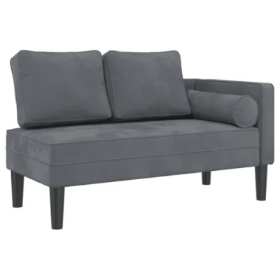 Afbeelding van Chaise longue met kussens fluweel donkergrijs
