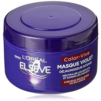 Image de L’Oréal Paris Masque Violet Déjaunisseur Intense Pour Cheveux Décolorés ou Éclaircis Neutralisation des Reflets Jaunes &amp; Orangés Elseve Color Vive 250 ml
