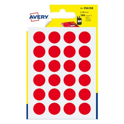 Image de Avery PSA15R pastilles de marquage Ø 15 mm (168 étiquettes) rouge