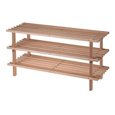 Afbeelding van Houten schoenenrek/schoenenstandaard 3 laags 77 x 26 40 cm Schoenen opbergen