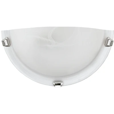 Afbeelding van EGLO Salome Wandlamp, 1 lichtbron, klassieke wandlamp voor binnen van metaal en albastglas, woonkamer of hal, chroom wit, halfrond, E27 fitting