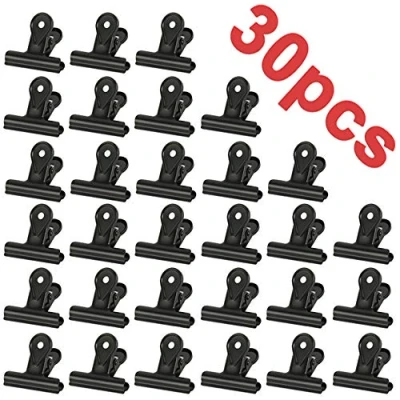 Afbeelding van Buldog paperclips, multifunctionele voor foto&#039;s, kantoor en keuken, zwart, 22 mm, 30 stuks